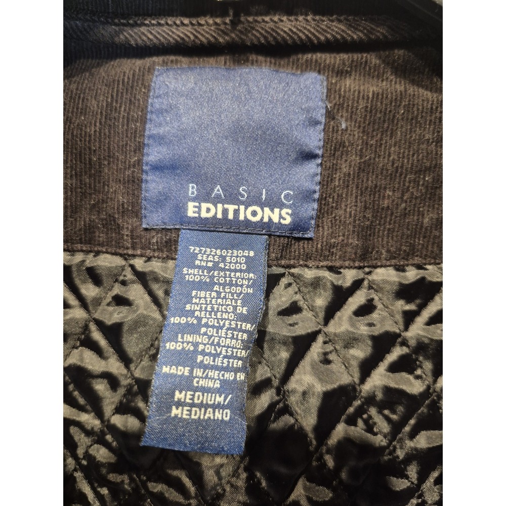 Vintage Black Corduroy Vest Quilted Lined Women's Medium Basic Edition 90s Retro - Picture 5 of 5